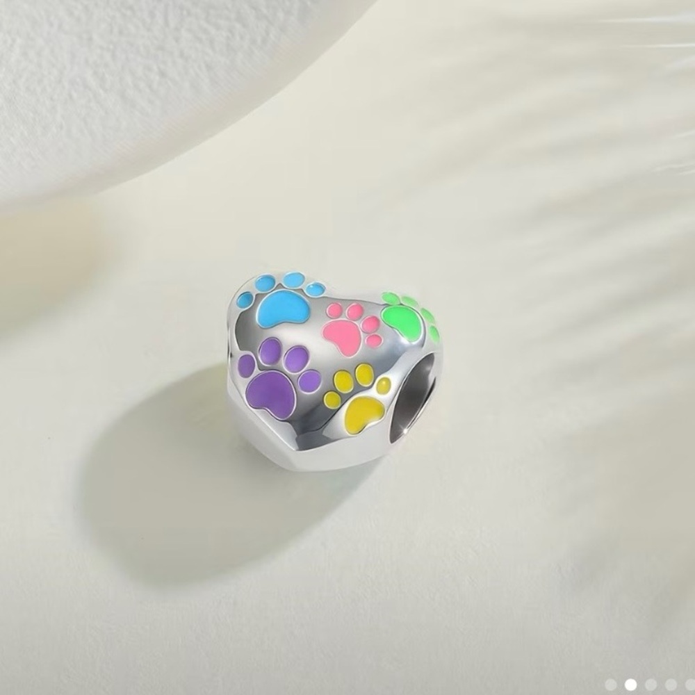 Colorful Paw Print Charm Bead